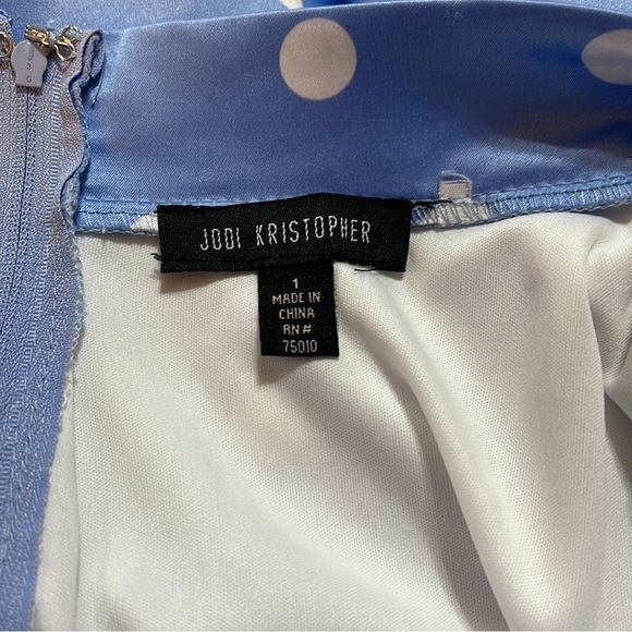 Jodi Kristopher Polka Dot Pleated Periwinkle Skirt with Tulle layers Jrs Size 1 - Picture 8 of 10
